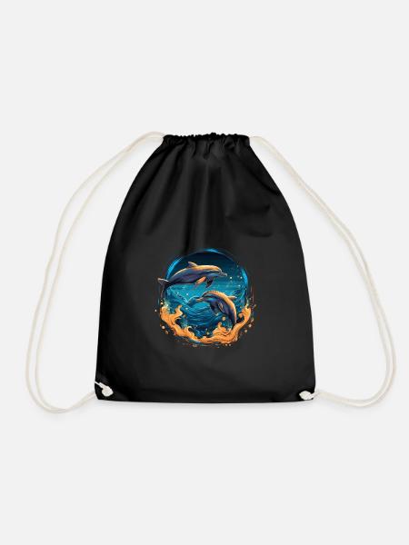 Dophins in the Sea - Turnbeutel - Schwarz