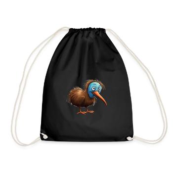Kiwi Bird with blue Face - Drawstring Bag - black - Front