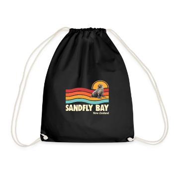 Sandfly Bay New Zealand - Drawstring Bag - black - Front