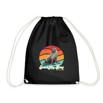 Sandfly Bay New Zealand retro style - Drawstring Bag - black - Front