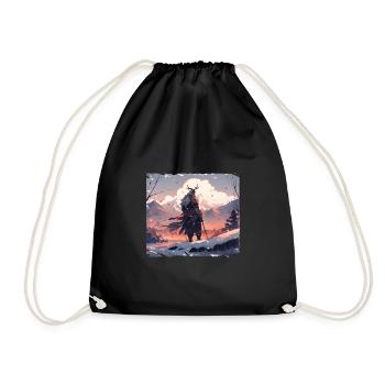 Samurai in snowy landscape - Drawstring Bag - black - Front