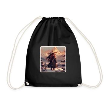 Samurai in a snowy landscape - Drawstring Bag - black - Front