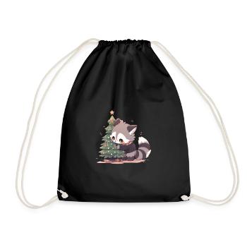 Raccoon christmastree - Turnbeutel - Schwarz - Vorne