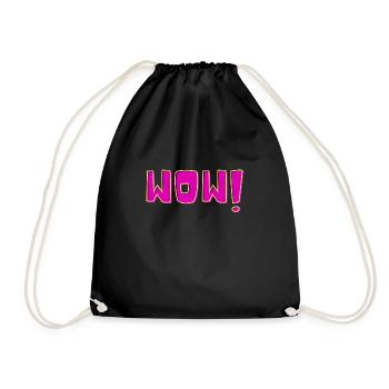 WOW - Drawstring Bag - black - Front