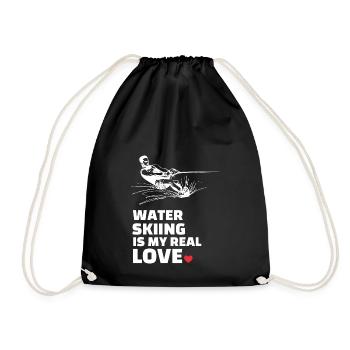 I love water skiing - Drawstring Bag - black - Front