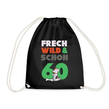 Geschenk 60 Jahre Geburtstag Frau Hund - Turnbeutel - Schwarz - Vorne