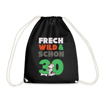 Geschenk 30 Jahre Geburtstag Frau Hund - Turnbeutel - Schwarz - Vorne
