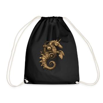 Steampunk Seepferdchen - Turnbeutel - Schwarz - Vorne