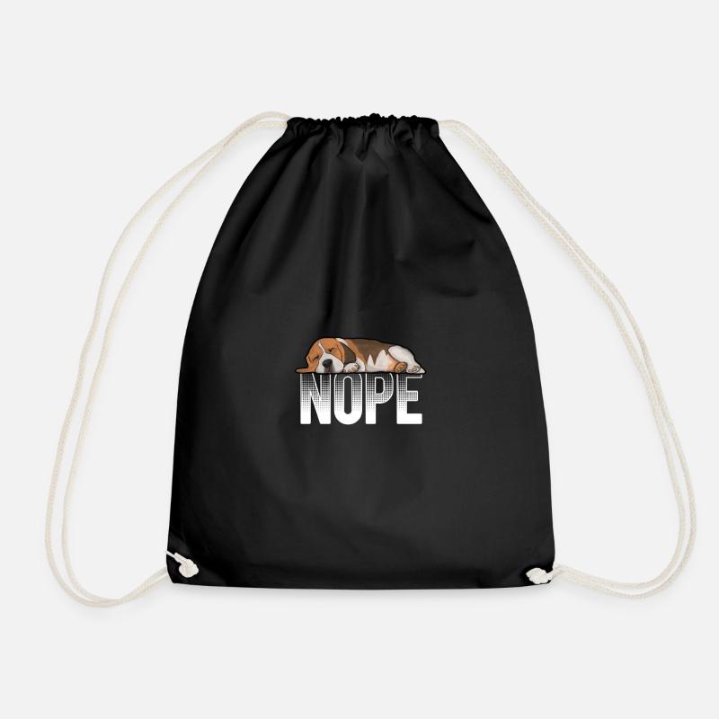 Beagle Dog Nope - Drawstring Bag - black