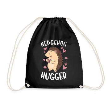 Hedgie Hedgehog Hugger Hedgehog - Drawstring Bag - black - Front
