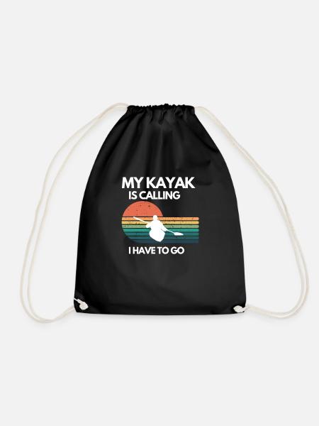 Kayak Canoe Water Sports Paddling Kayak Design - Drawstring Bag - black