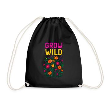 Grow Wild – Floral Power Pixel Shirt - Drawstring Bag - black - Front