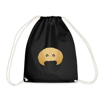 Kawaii-Croissant - Turnbeutel - Schwarz - Vorne