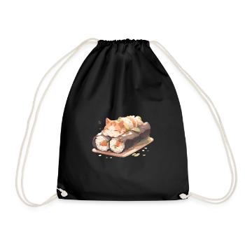 Sushi Cat - Drawstring Bag - black - Front