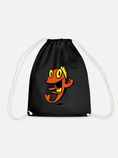 marine smiling fish - Drawstring Bag - black