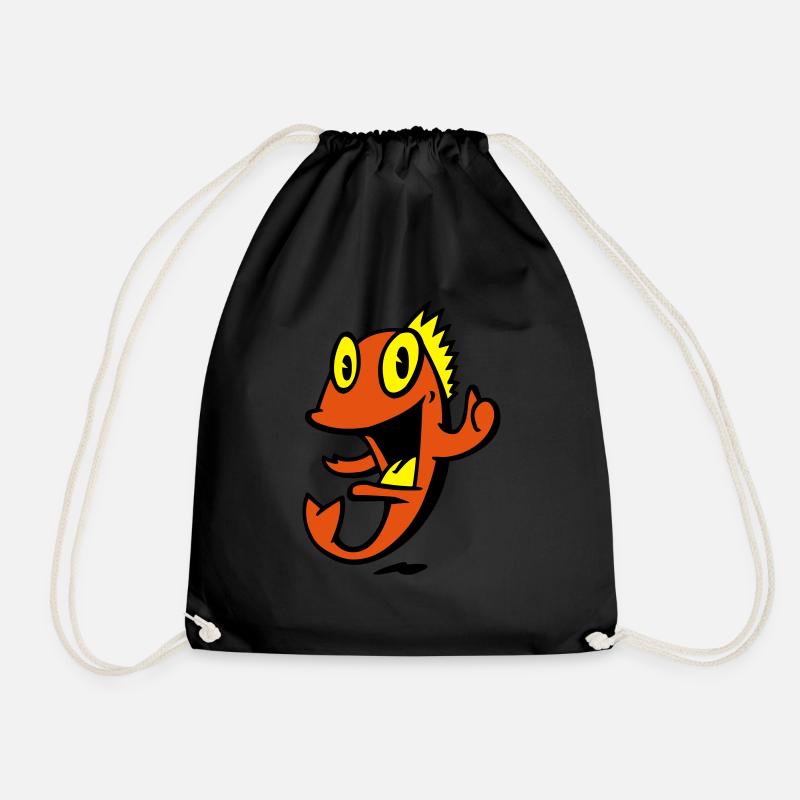 marine smiling fish - Drawstring Bag - black