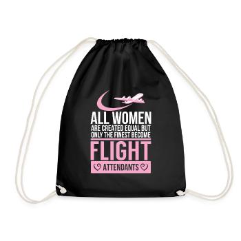 Flight attendant - Flugbegleiterin - Stewardess - - Turnbeutel - Schwarz - Vorne