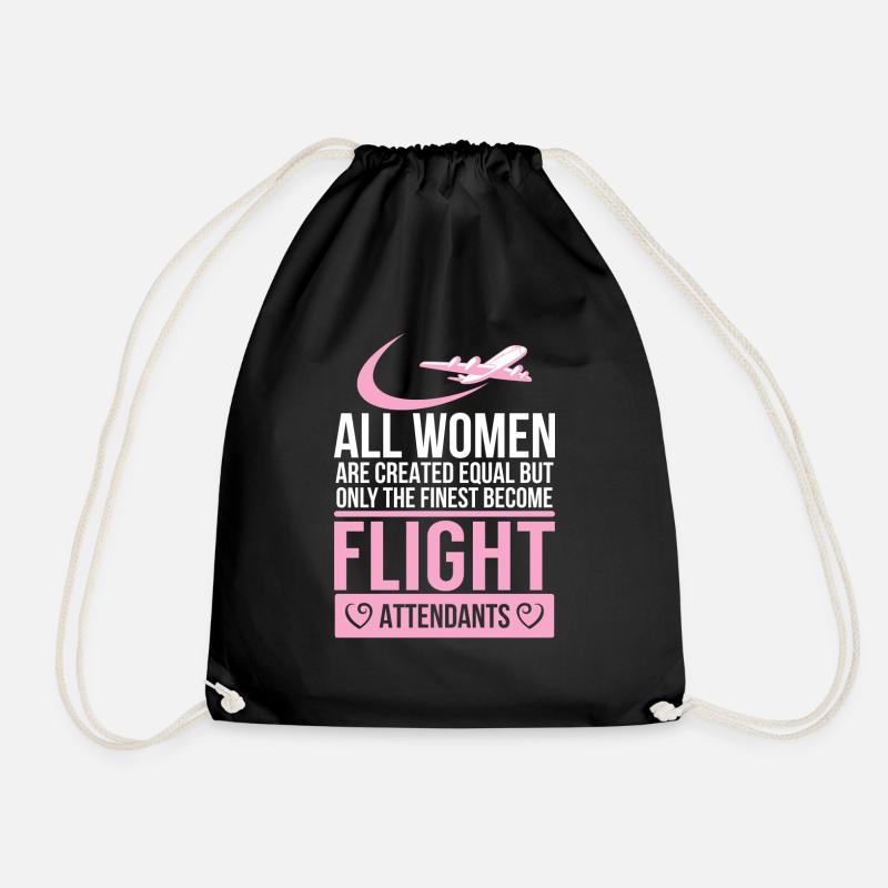Flight attendant - flight attendant - stewardess - - Drawstring Bag - black