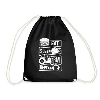 Eat Sleep Farm Repeat - Farmer Farmer Farm - Drawstring Bag - black - Front