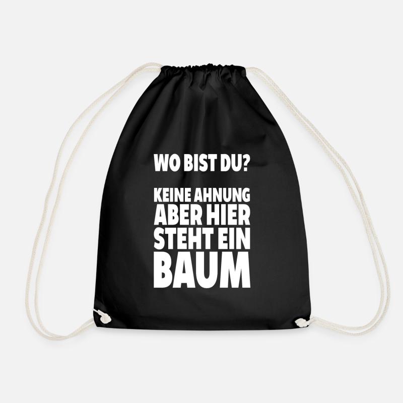 Where are you? No idea here is tree saying lus - Drawstring Bag - black