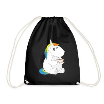 Unicorn coffee drink chill relaxing gift - Drawstring Bag - black - Front