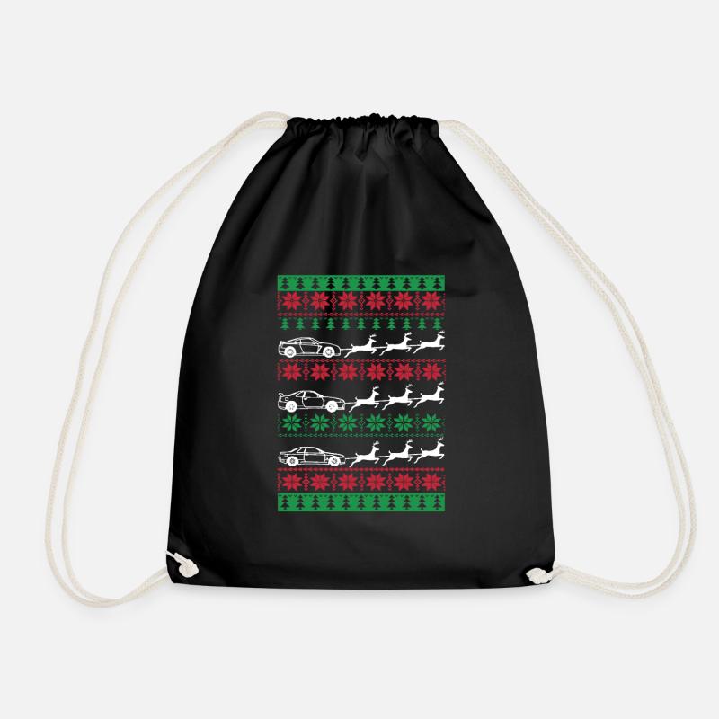Hässlicher Weihnachtsauto-Ren-Pferdeschlitten - Turnbeutel - Schwarz