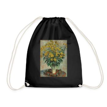 Claude Monet - Jerusalem Artichoke Flowers - Drawstring Bag - black - Front
