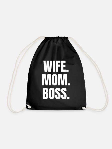 WIFE MOM BOSS - Drawstring Bag - black
