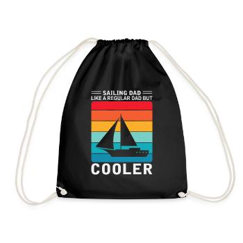 Mens Sailing Dad Sailboat Sailor Funny Father Day - Drawstring Bag - black - Front