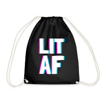 Lit AF Shirt - Skateboard Surf Slogan - Turnbeutel - Schwarz - Vorne