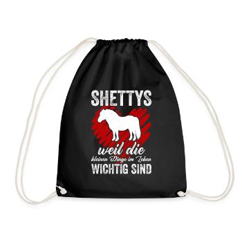 Shetlandpony Pferde Reiten Pony Geschenkidee - Turnbeutel - Schwarz - Vorne