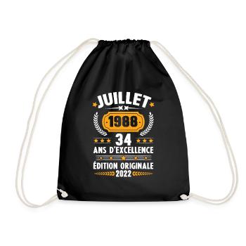 Cadeau d'anniversaire 34 Ans, Né en juillet 1988 - Sac de sport léger - noir - Devant