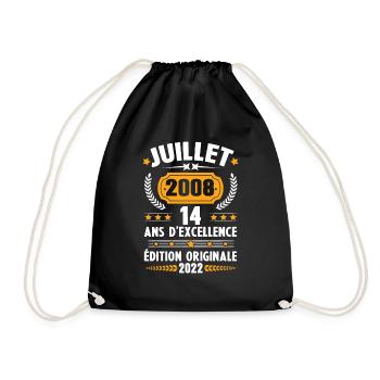 Cadeau d'anniversaire 14 Ans, Né en juillet 2008 - Sac de sport léger - noir - Devant