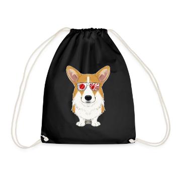 Welsh Corgi Japan Sunglasses I Japanese Flag - Turnbeutel - Schwarz - Vorne