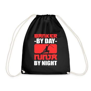 Ninja bei Nacht Bank-Manager Geschenk - Turnbeutel - Schwarz - Vorne