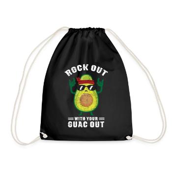 Avokado - Rock Out With Your Guac Out - Turnbeutel - Schwarz - Vorne