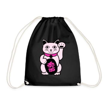 Maneki Winkekatze - Turnbeutel - Schwarz - Vorne