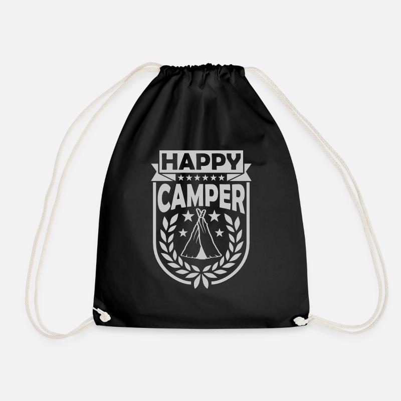 Zelt Happy Camper Logo - Turnbeutel - Schwarz