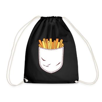 Pommes Frites in Brusttasche Logo Pommes Frites Li - Turnbeutel - Schwarz - Vorne