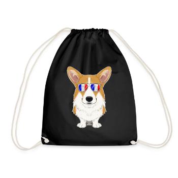 Welsh Corgi France Sunglasses I French Flag - Turnbeutel - Schwarz - Vorne