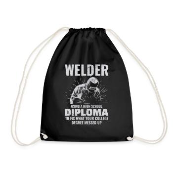 Welding Welder Metal Construction Ironworker - Drawstring Bag - black - Front