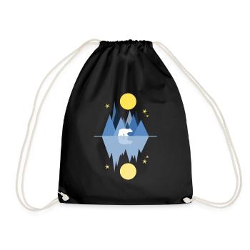 Ours polaire, nuit - lune - étoiles - Sac de sport léger - noir - Devant