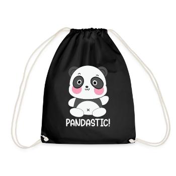 Pandastic Panda Funny Animal Puns - Drawstring Bag - black - Front