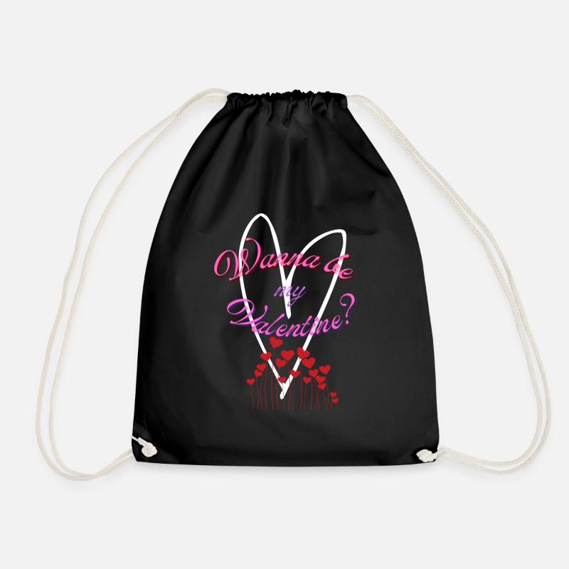 Wanna be my Valentine? - Drawstring Bag - black