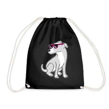 Dog with sunglasses - Drawstring Bag - black - Front