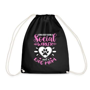 Kinda Busy Being a Social Worker and Dog Mom - Drawstring Bag - black - Front