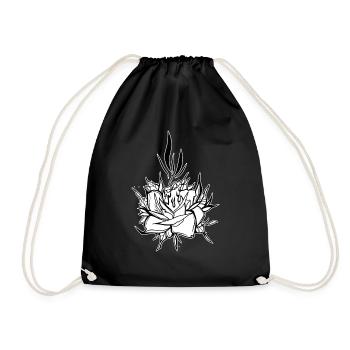 Blume // Kerze // Illustration - Turnbeutel - Schwarz - Vorne