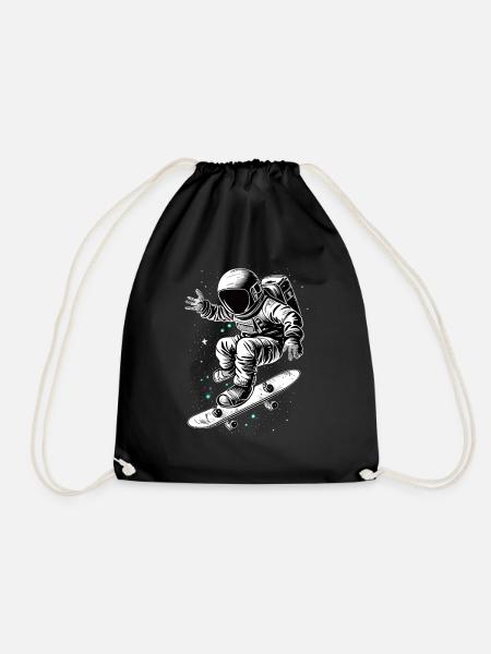 Skater Astronaut - Drawstring Bag - black