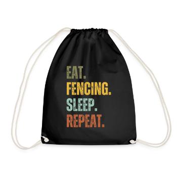 EAT FENCING SLEEP REPEAT - Drawstring Bag - black - Front