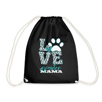 Pointer Mama Leopard Print Paw Love Sign - Drawstring Bag - black - Front